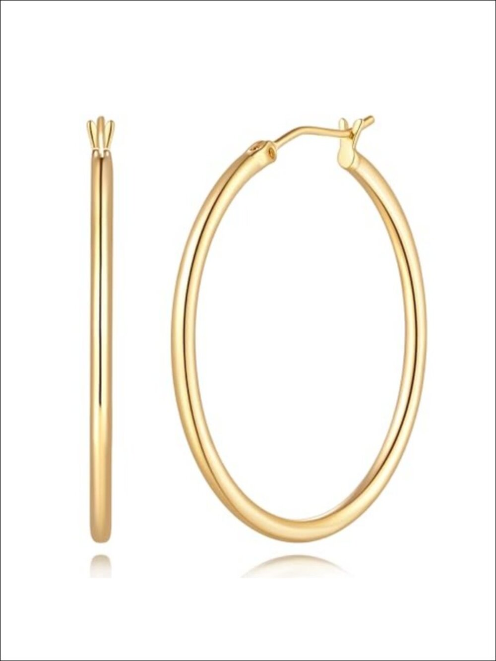 14K Gold Plated Hoop Earrings Latch Back Lightweight